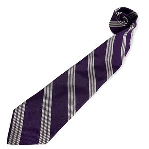 Brooks Brothers Silk Tie Royal Purple Silver Stripes Classic Mens